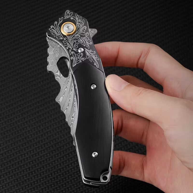 Specter Handmade Japanese VG10 Damascus Pocket Knife with Sheath & Ebony Wood Handle