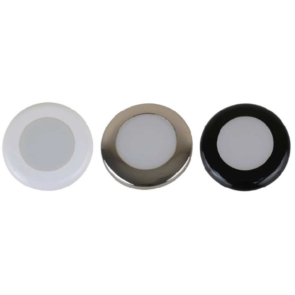 Scandvik A3C Downlight Kit - Cool White w/SS, White, Black Trim Rings