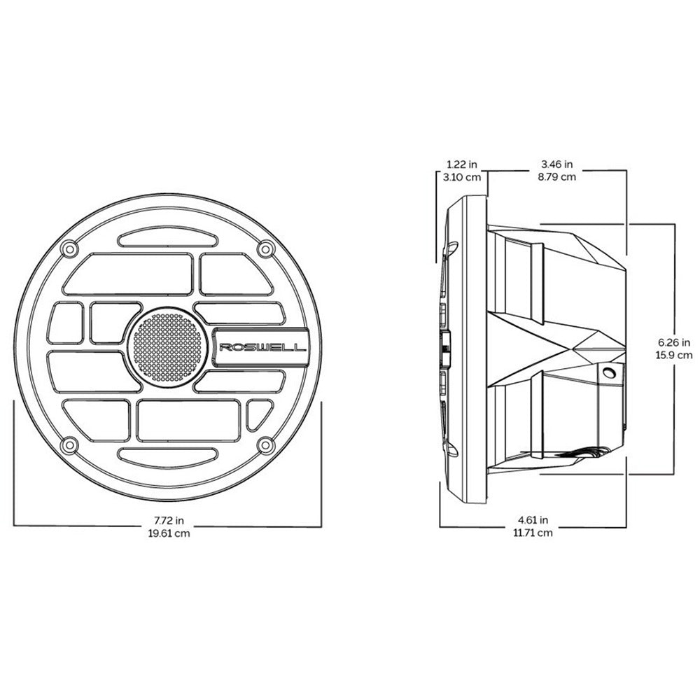 Roswell R Series 6.5 Marine Speakers - Anthracite Grille - 60W RMS 120W Peak Power