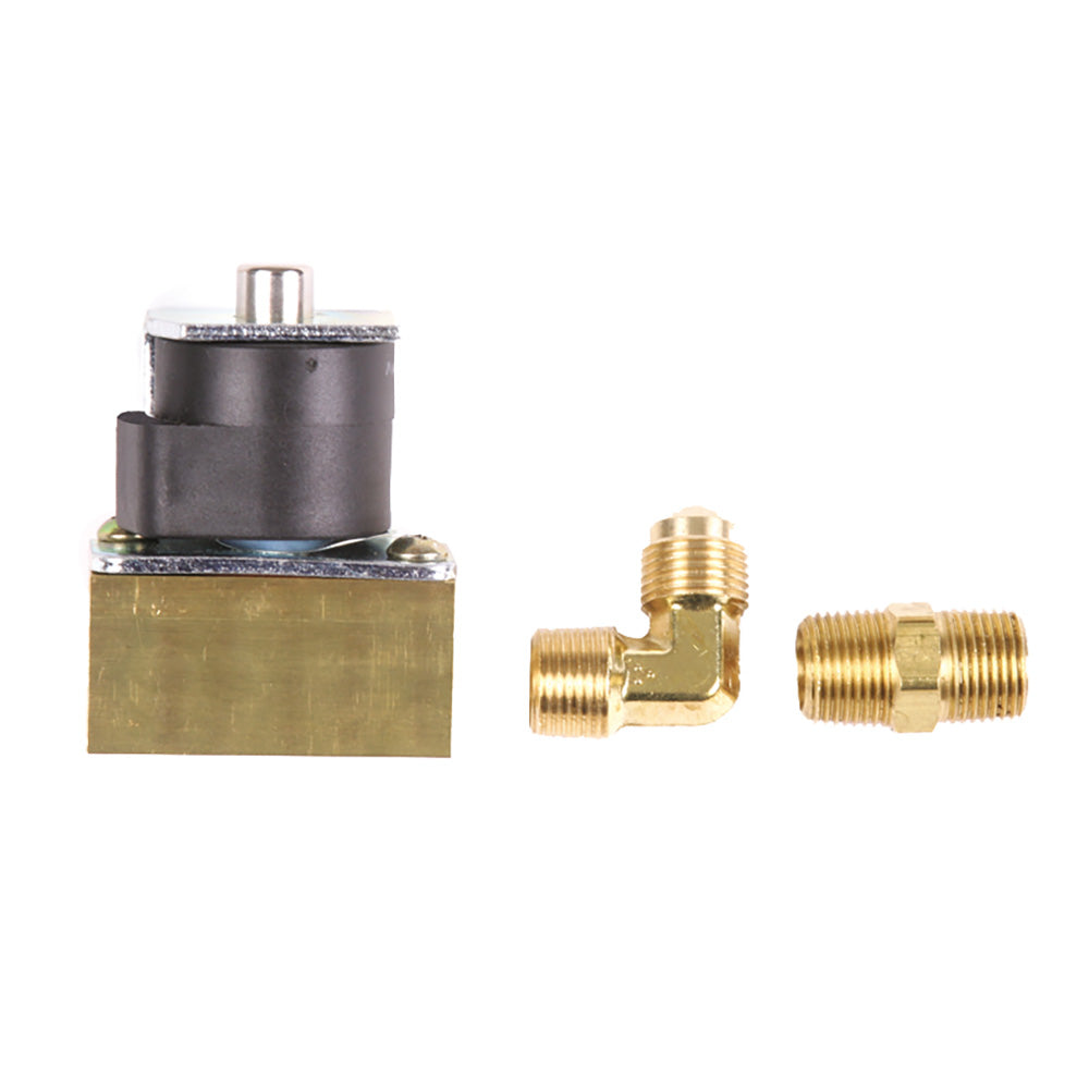 Trident Marine 12VDC Low-Pressure Brass Solenoid Shut-Off Valve 3/8" Female Ports 2 Brass Connection Fittings