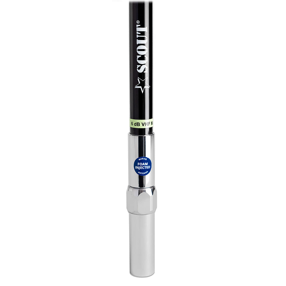 Scout 8' QuickFit Black VHF Antenna w/5M Cable + FME Quick 6 Foam Filled 6db Solid Brass Copper Element