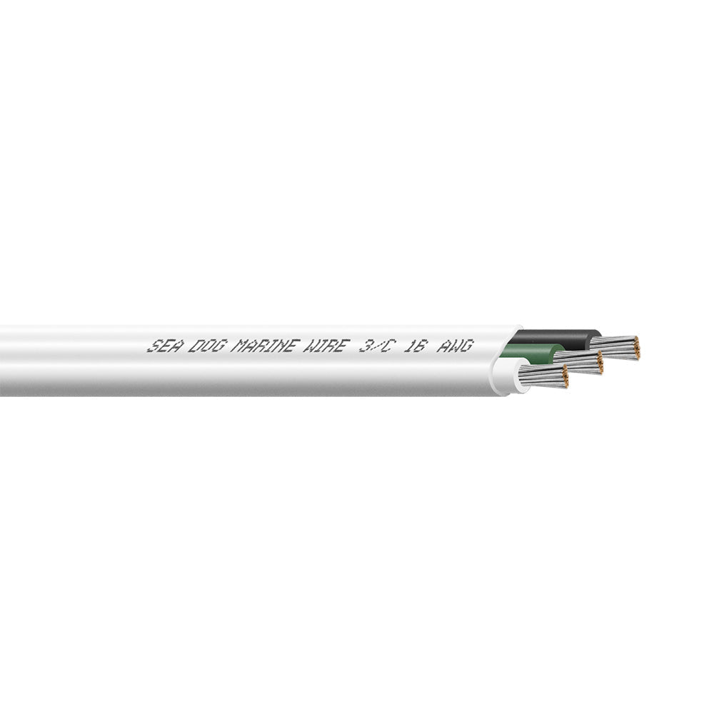 Sea-Dog 16/3 AWG Flat Triplex Wire - White/Green/Black - 500'