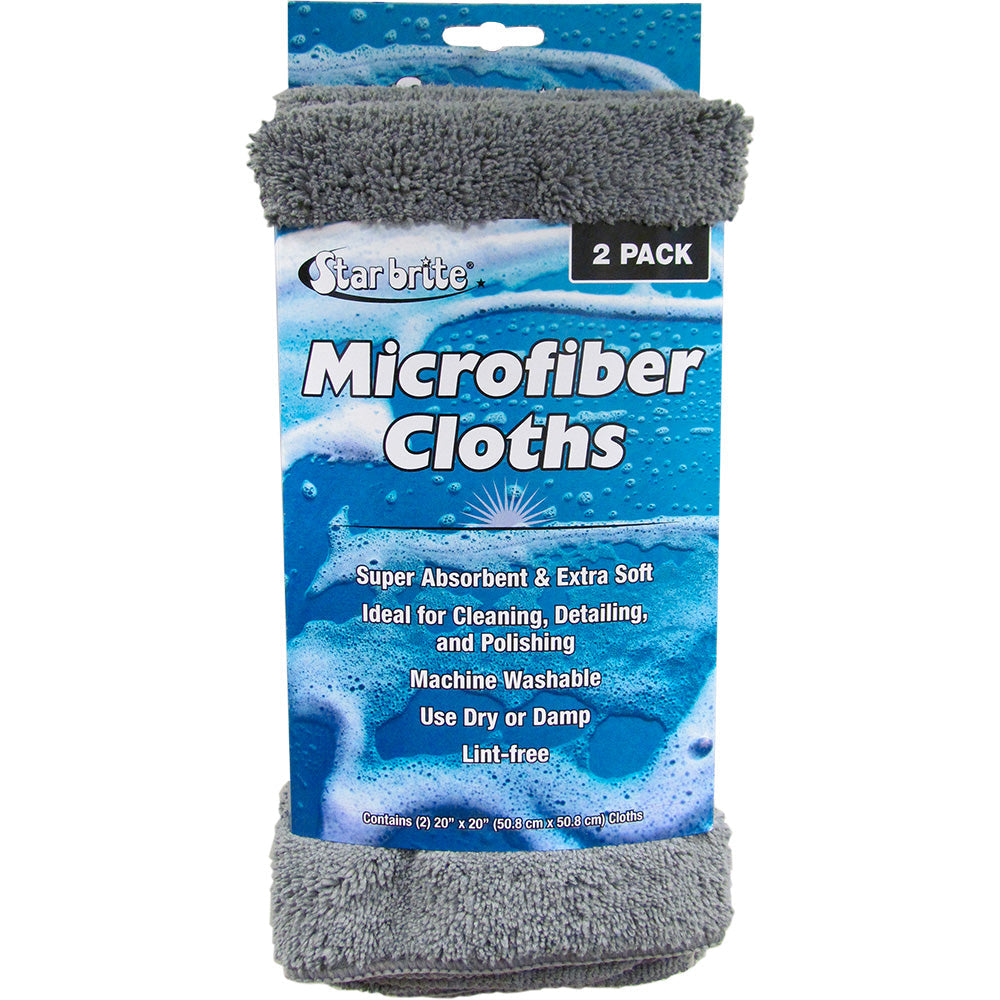 Star brite Microfiber Cloths 2 Pack - 20" x 20" Super Absorbent Soft Towels