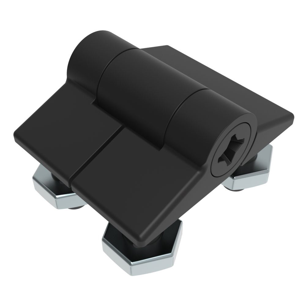 Southco Adjustable Torque Hinge, Symmetric Torque, Small Size, Acetal Copolymer, Natural, Black