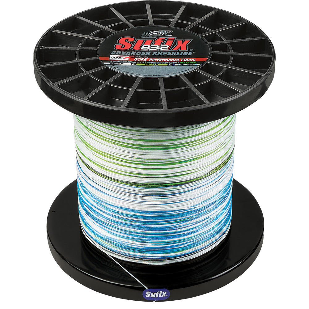 Sufix 832 Advanced Superline Bulk Metered 3000yds, 130lb, White - Neon Lime - Blue