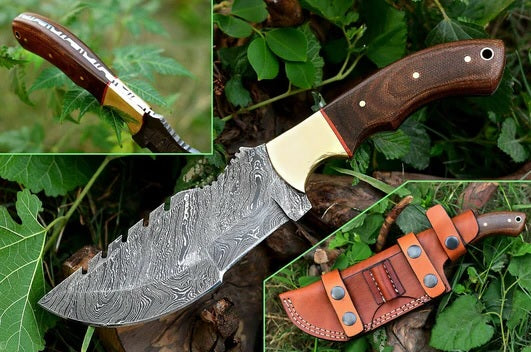 The Knife from the Movie Hunted – 10" Damascus Steel with Micarta Handle