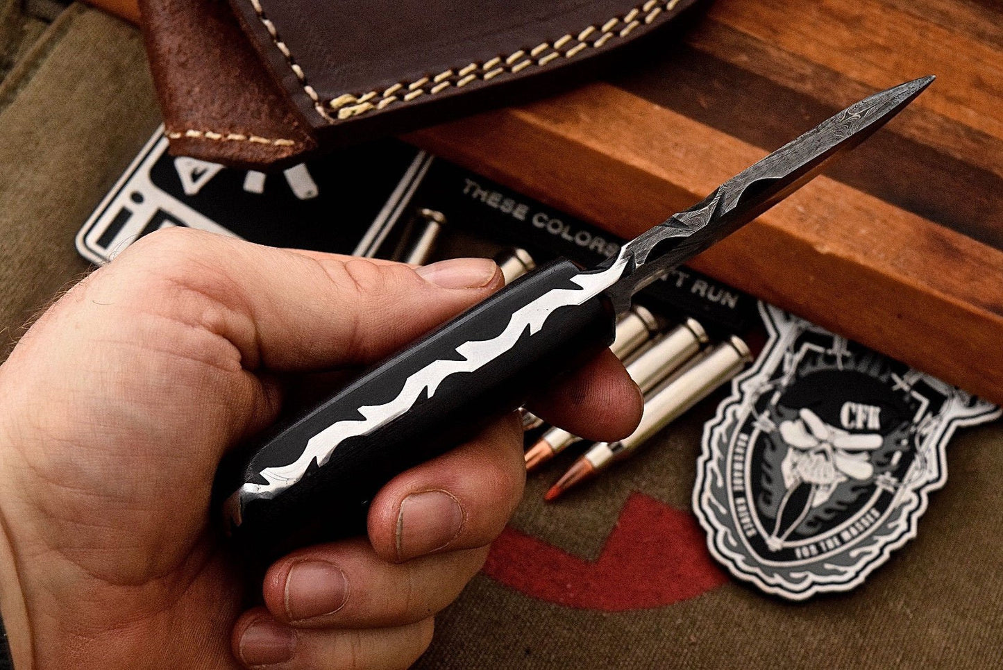 Custom Handmade Damascus Steel Skinning/Camping/Hunting Knife