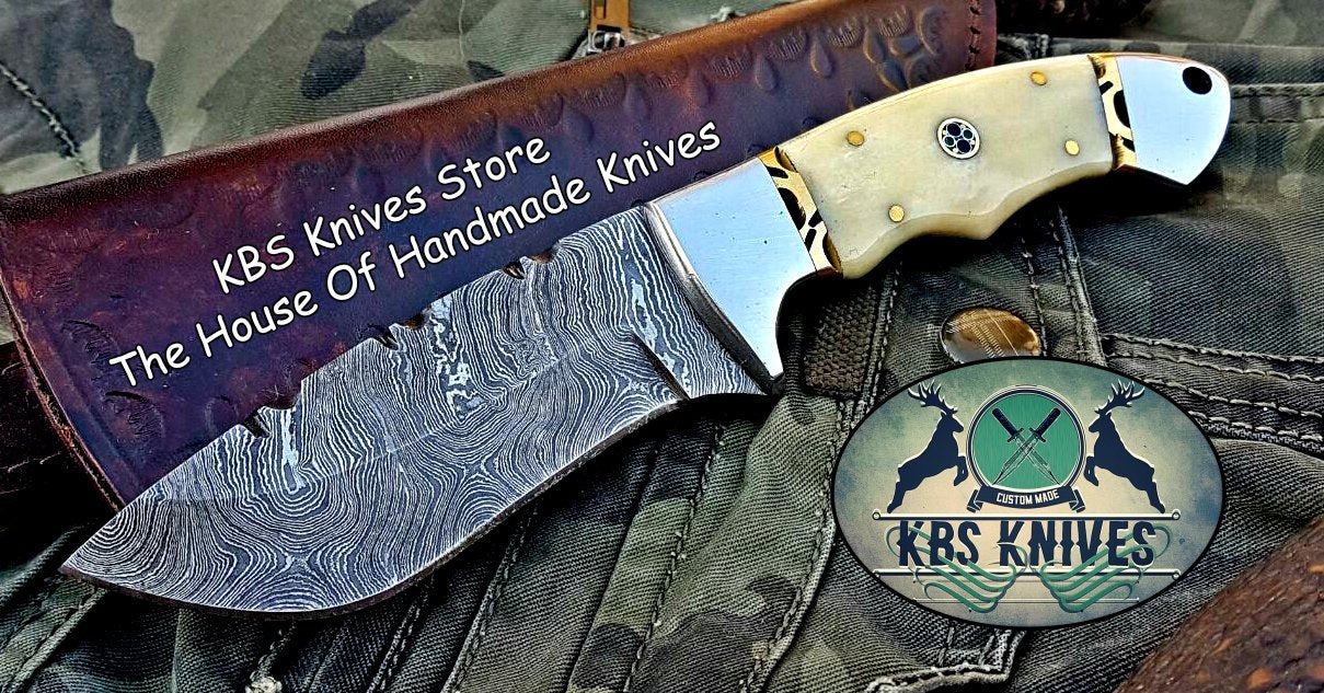 Custom Handmade Damascus Steel Hunting Skinning Camping Knife