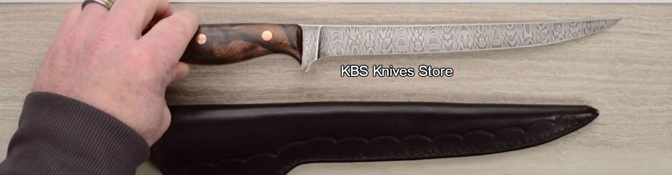 7" Fillet Knife Damascus Steel with Sheath