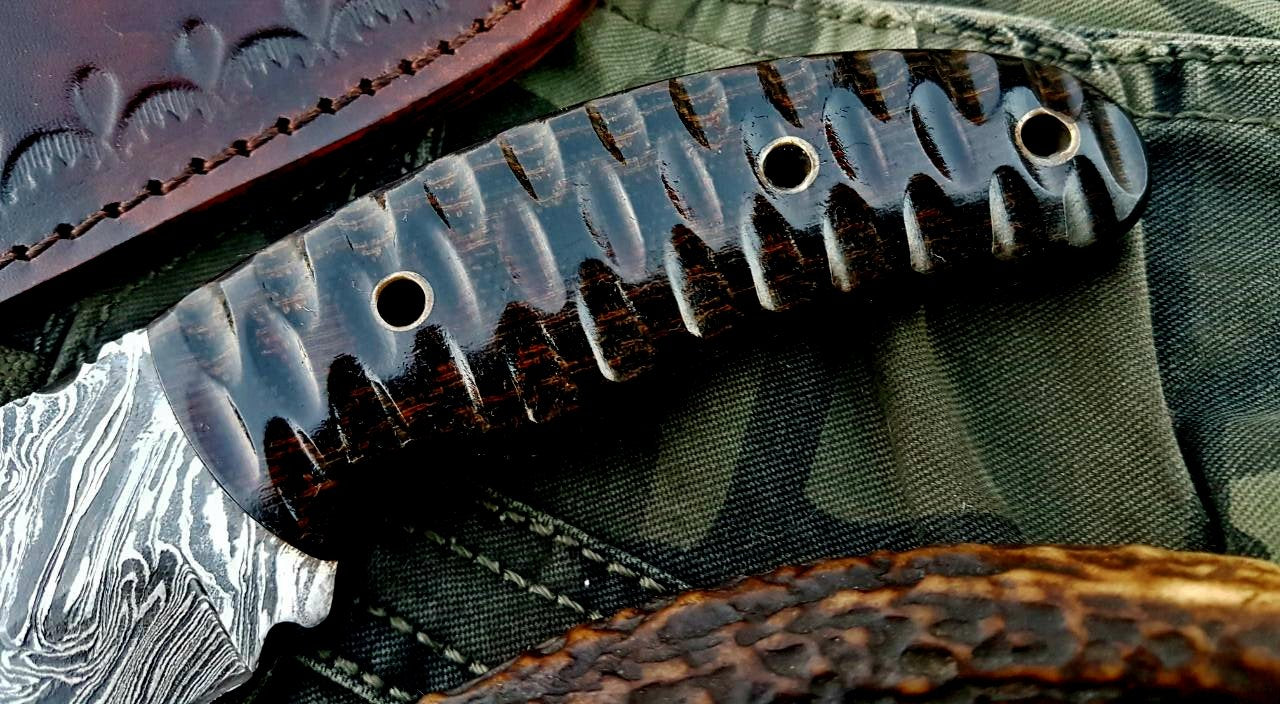 Custom Handmade Firestorm Damascus Steel Hunting Skinning Knife