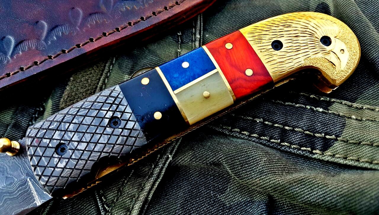 Custom Handmade Damascus Blade Folding Pocket Knife