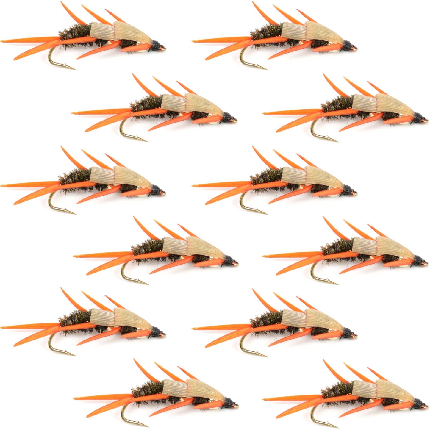 Double Bead Peacock Stonefly Nymph with Amber Biot Legs Fly Fishing Flies - 1 Dozen Flies Hook Size 10