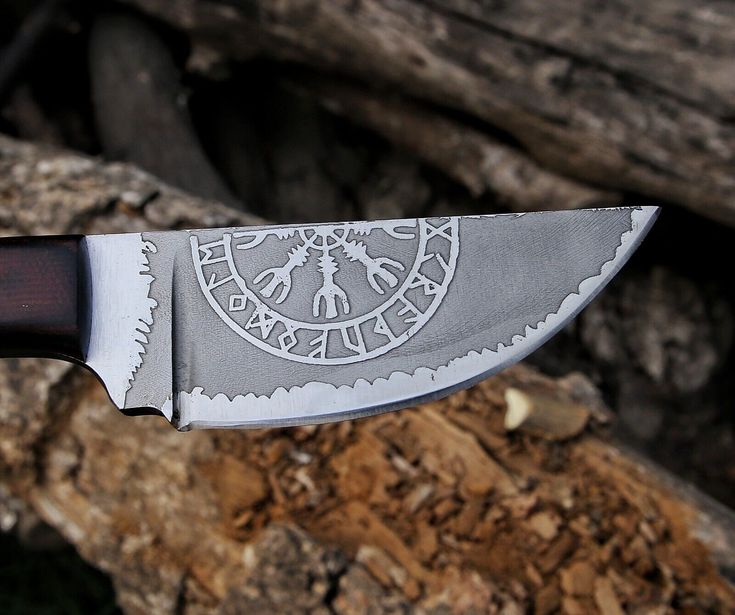 Nordic Valor - Custom Handmade 1095 Steel Classic Viking EDC Knife with Engraved Blade | KBS Knives Store