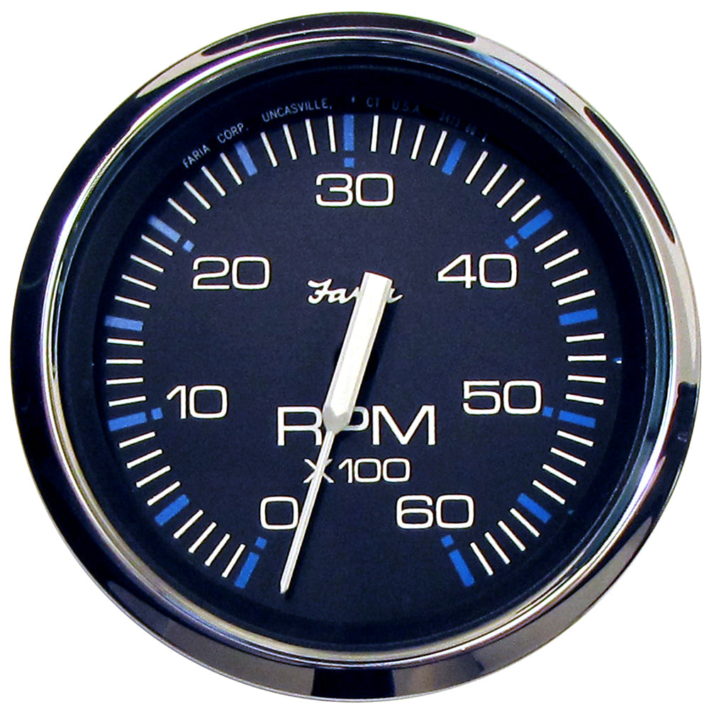 Faria Chesapeake Black 4" Tachometer - 6000 RPM (Gas) (Inboard I/O)