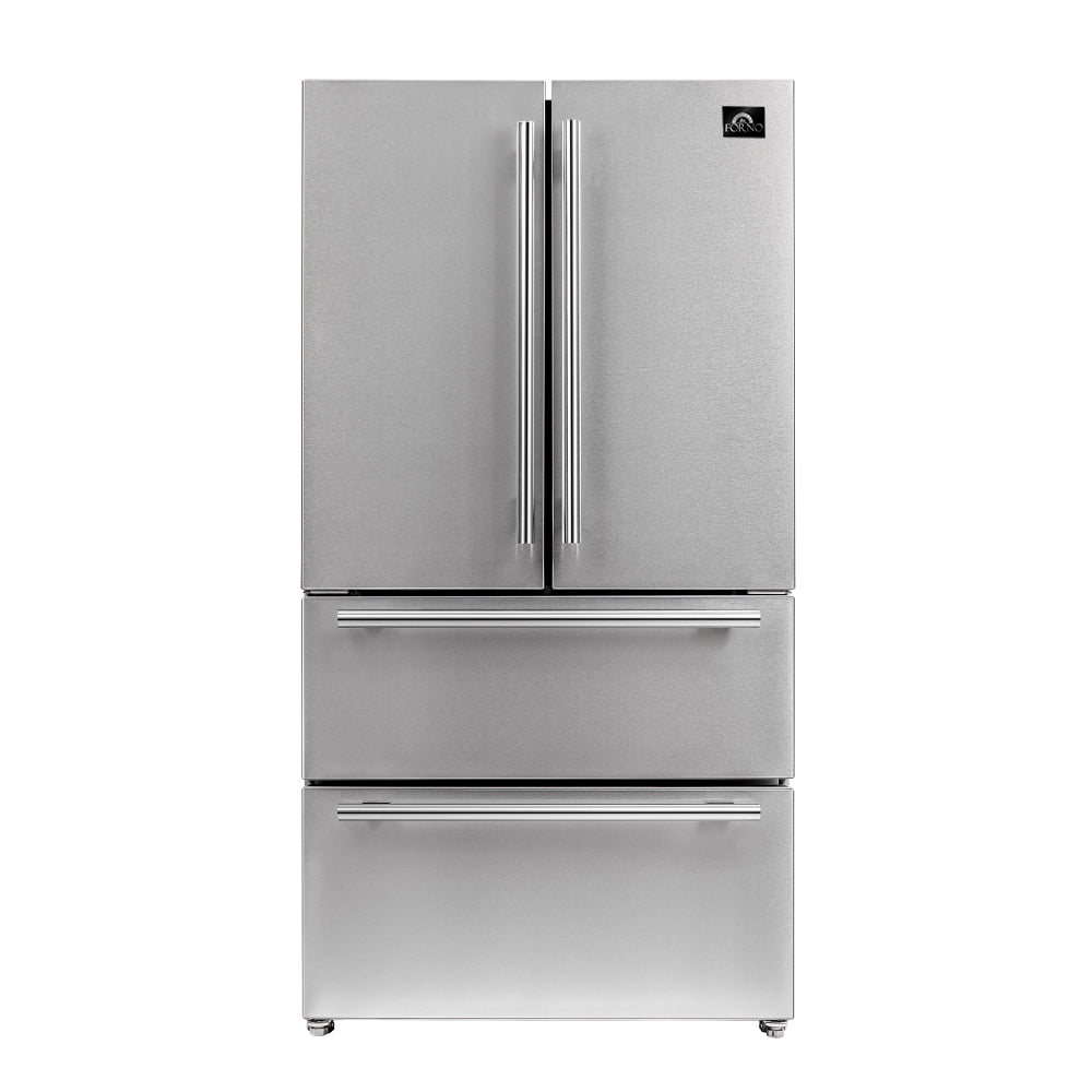 Forno Moena 36" French Door Counter-Depth Fridge, 19 cu.ft, SS, Pro Handle & Vent Grill