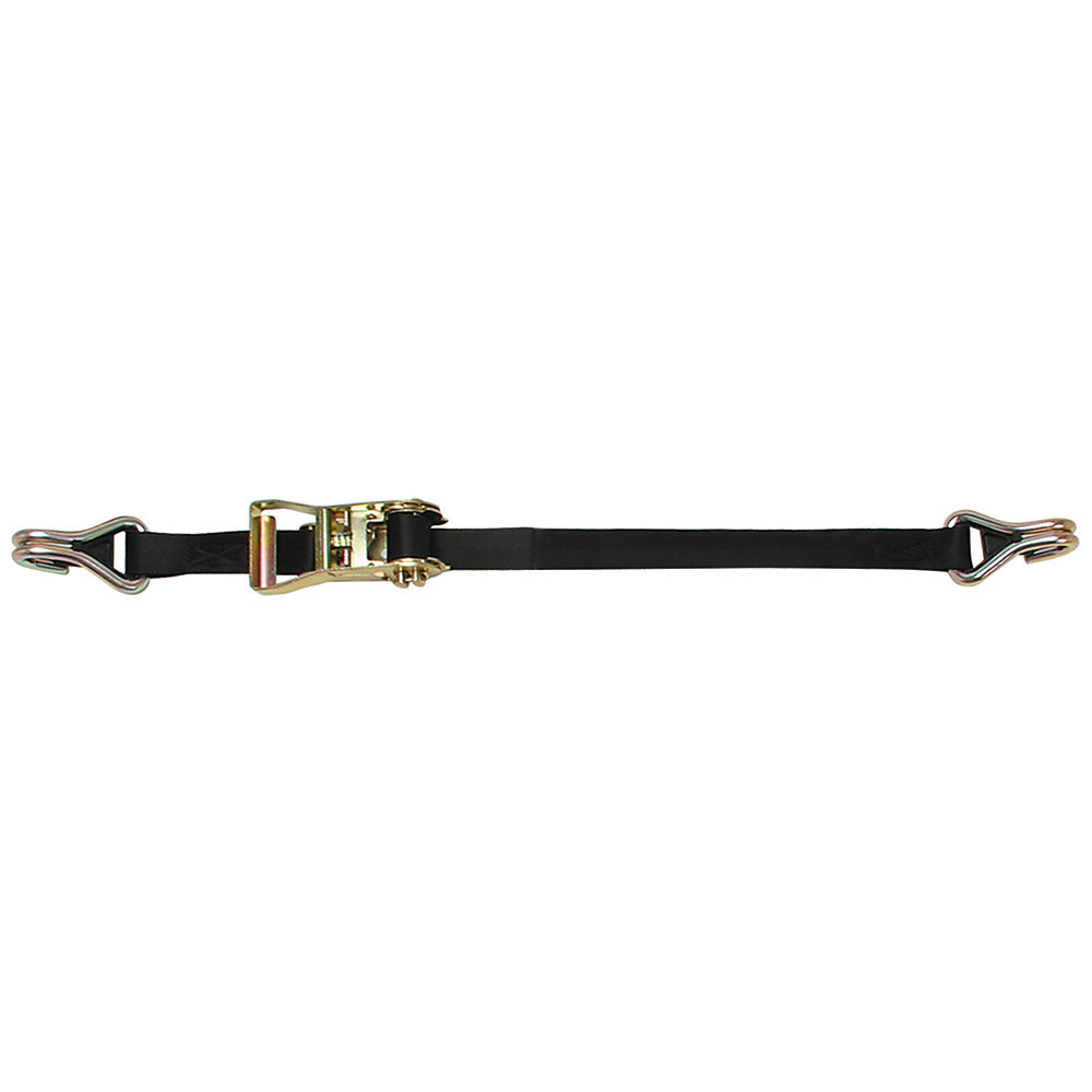 CargoBuckle Ratchet Strap Tie-Down w/Double J-Hooks Keeper - 1" x 12