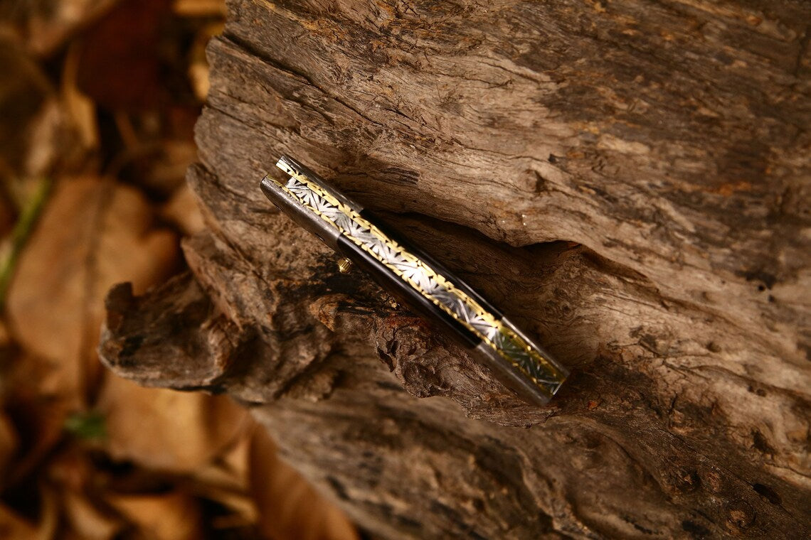 New Custom Handmade Damascus Steel Tanto Blade EDC Folding Pocket Knife | 3-Inch Blade, Buffalo Horn Handle, Leather Case | Perfect Gift by KBS Knives