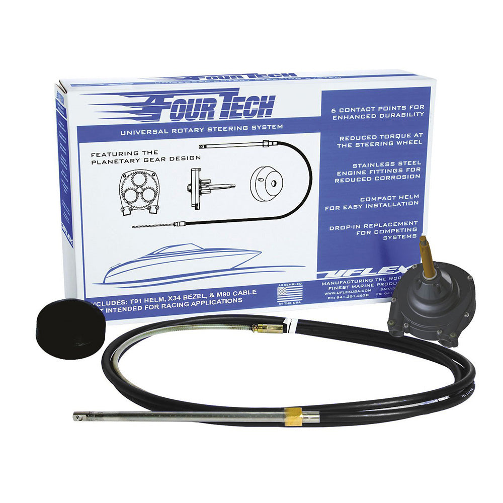 Uflex Fourtech 9 Black Mach Rotary Steering System w/Helm, Bezel Cable