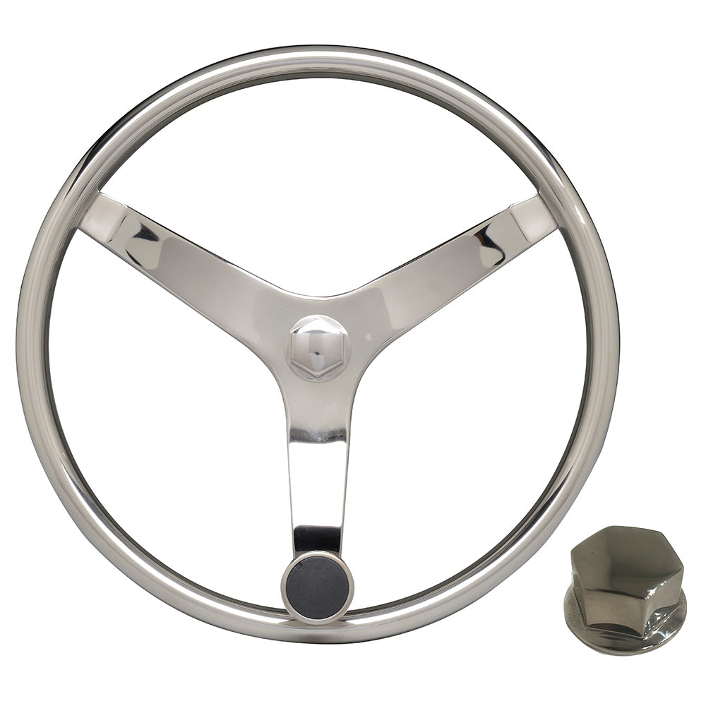 Uflex - V46 - 13.5" Stainless Steel Steering Wheel w/Speed Knob Chrome Nut