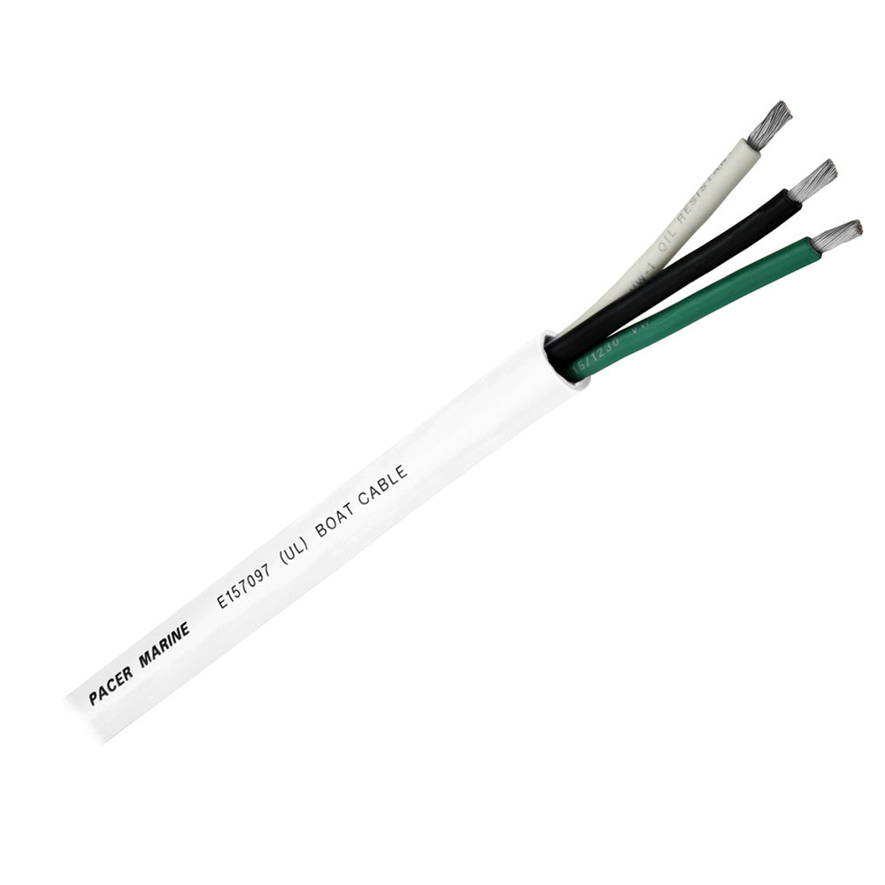 Pacer Round 3 Conductor Cable - 100 - 14/3 AWG - Black, Green White
