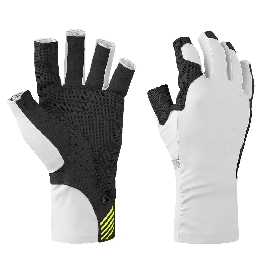 Mustang Traction UV Open Finger Gloves - White Black - Large