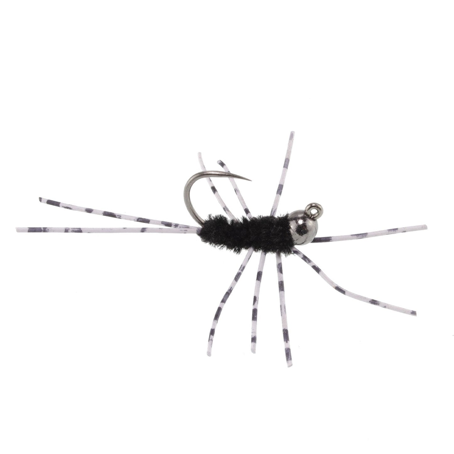 Barbless Pat's Barred Rubber Legs Tungsten Bead Jigged Black Euro Nymph - Set of 6 Flies Hook Size 6