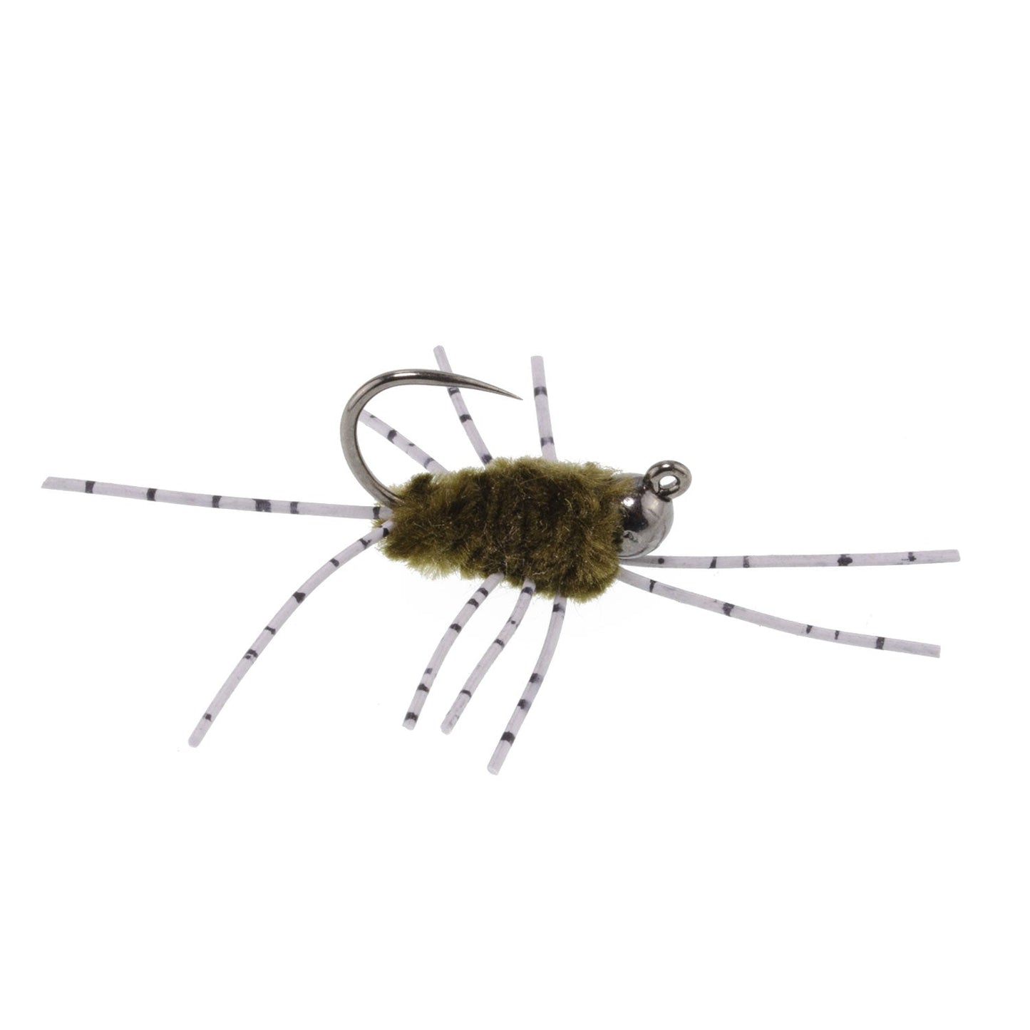 Barbless Pat's Barred Rubber Legs Tungsten Bead Jigged Dark Olive Euro Nymph - Set of 6 Flies Hook Size 6