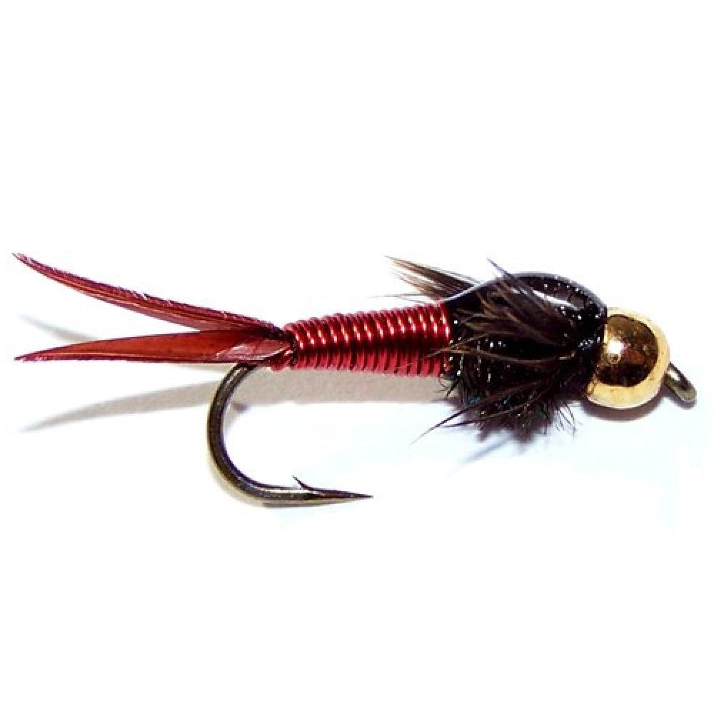 Bead Head Red Copper John Nymph Fly 6 Flies - Hook Size 14