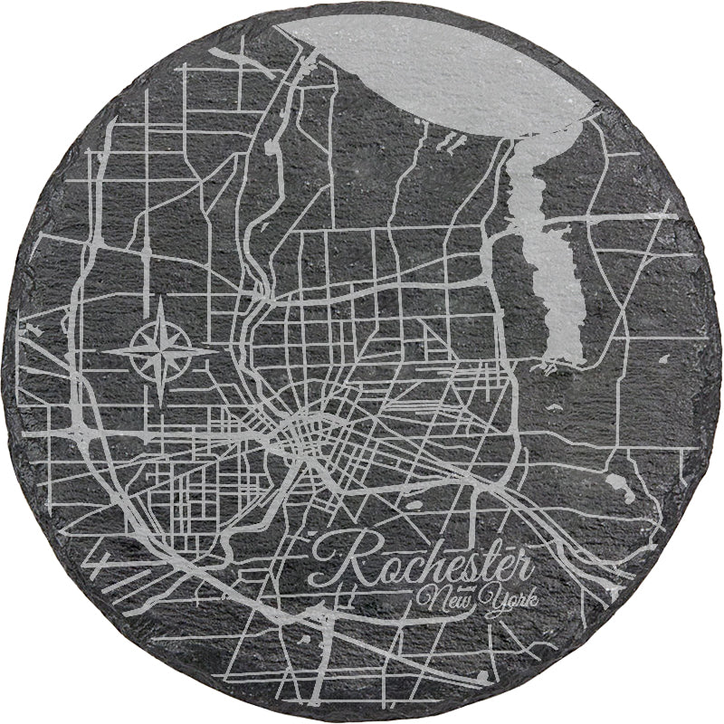 Rochester, New York Round Slate Coaster