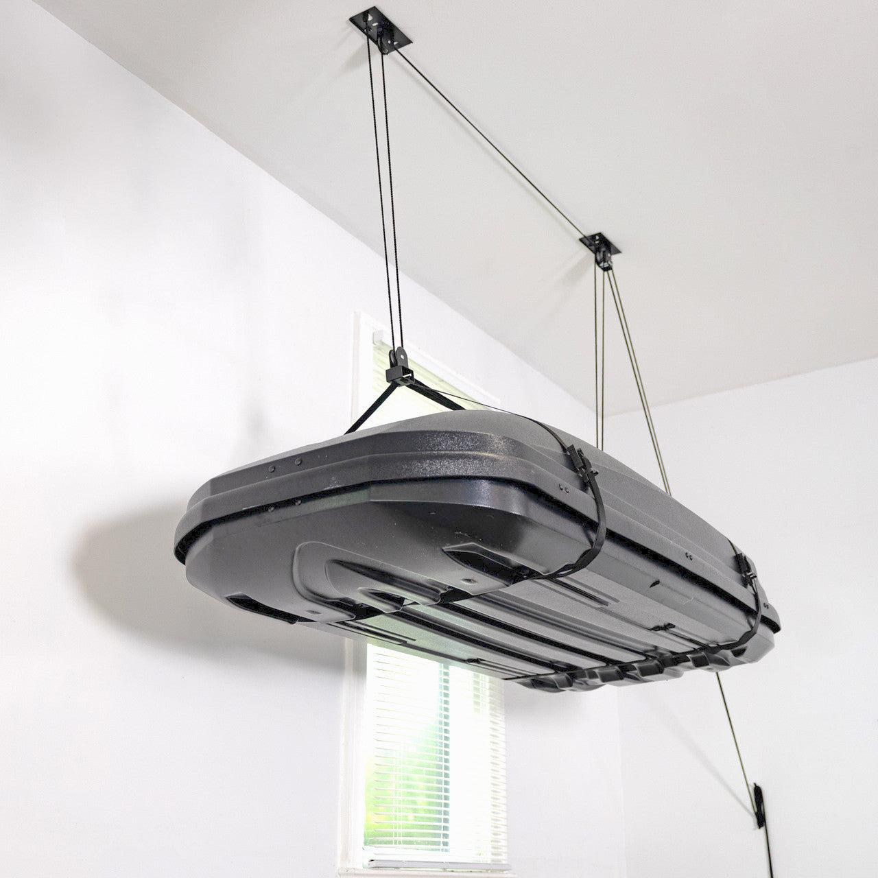 Essential Cargo Box Garage Ceiling Storage Hoist | Holds up to 150 lbs | 14' Lift