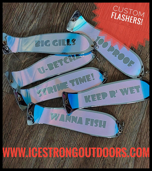 10" Chrome / Glow PERSONALIZED Dual Fin Fishblade
