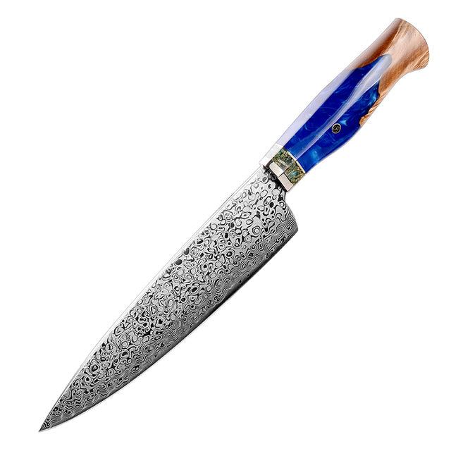 Shinobi VG10 Damascus Chef Knife 8" with Exotic Olive Wood Handle