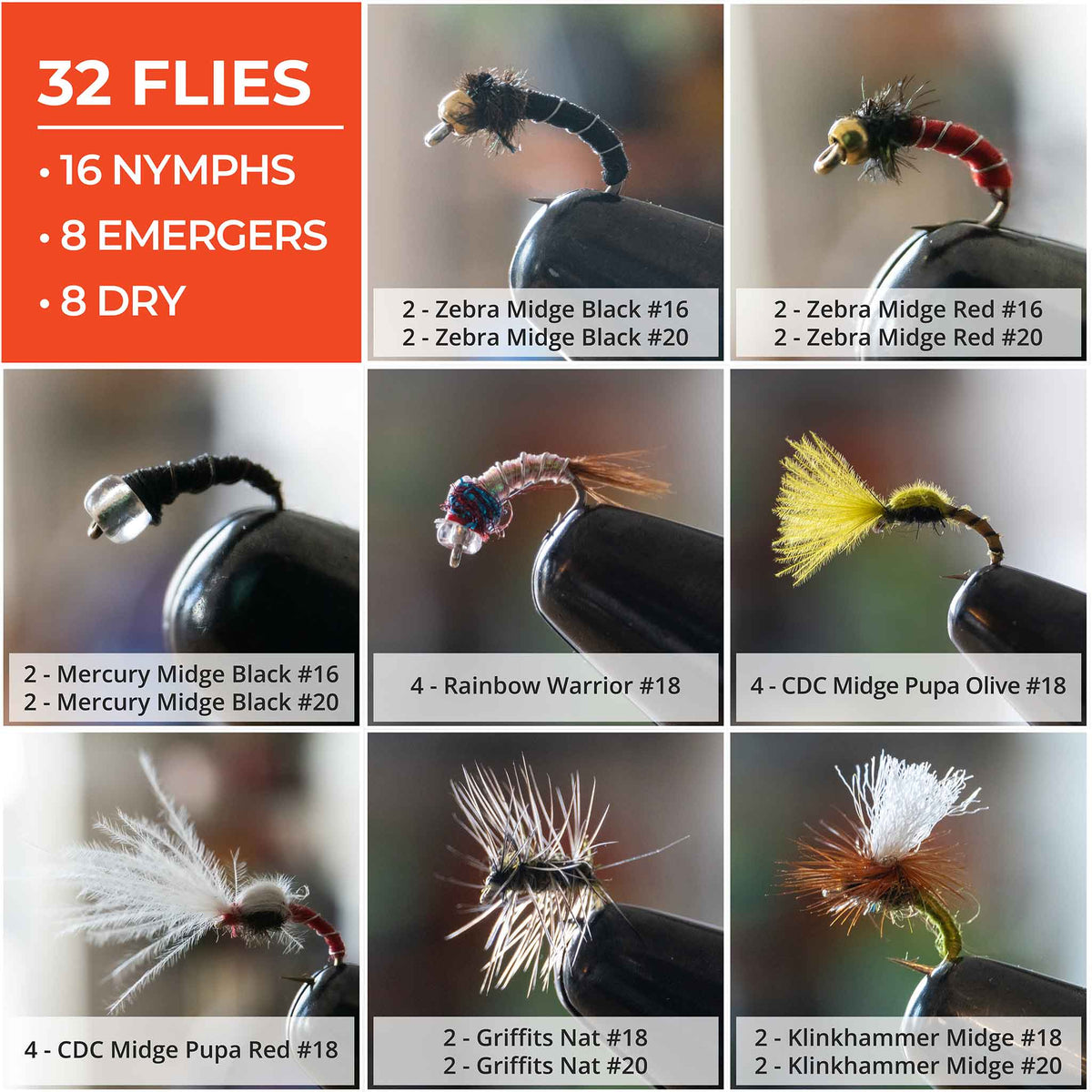 Midge Life Cycle 32-Pack Fly Assortments