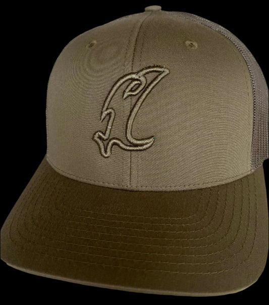 "Vic" Outline Olive Green Adjustable Hat