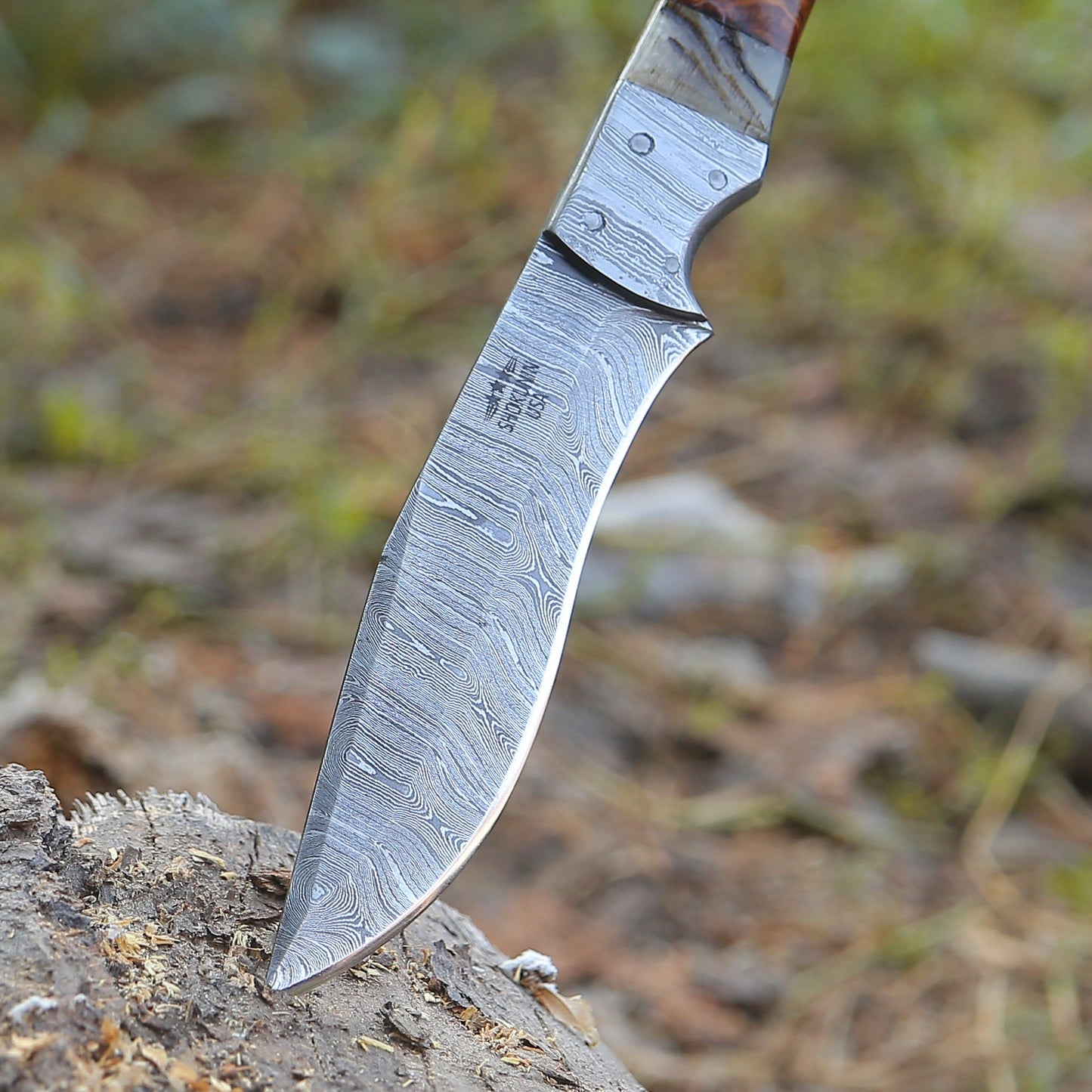Stinger Custom Handmade Hunting Knife, With Ram Horn & Rose Wood Handle