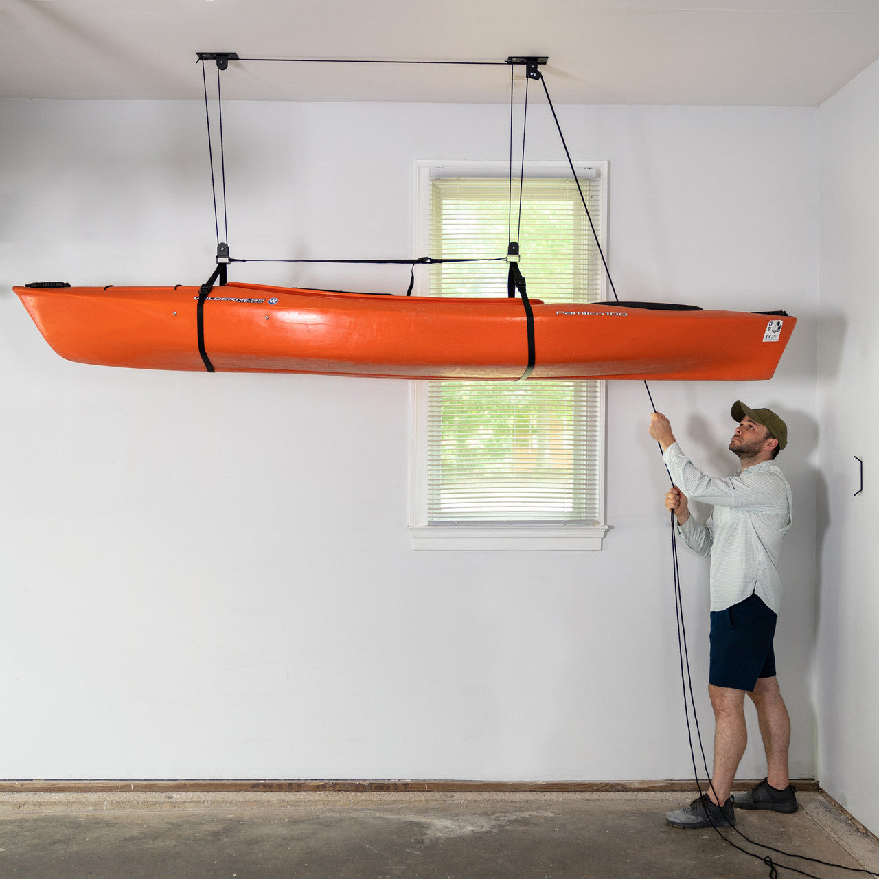 Essential Kayak Garage Ceiling Storage Hoist | Holds up to 150 lbs | 10' Lift