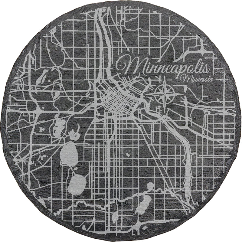 Minneapolis, MN Round Slate Coaster