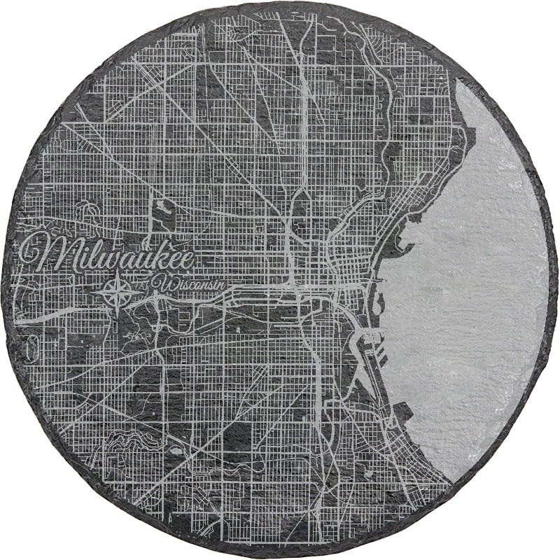 Milwaukee, Wisconsin Round Slate Coaster