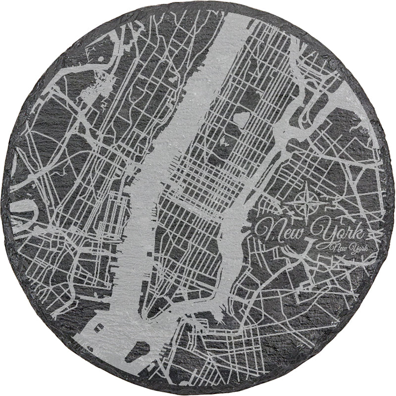 New York City, New York Round Slate Coaster