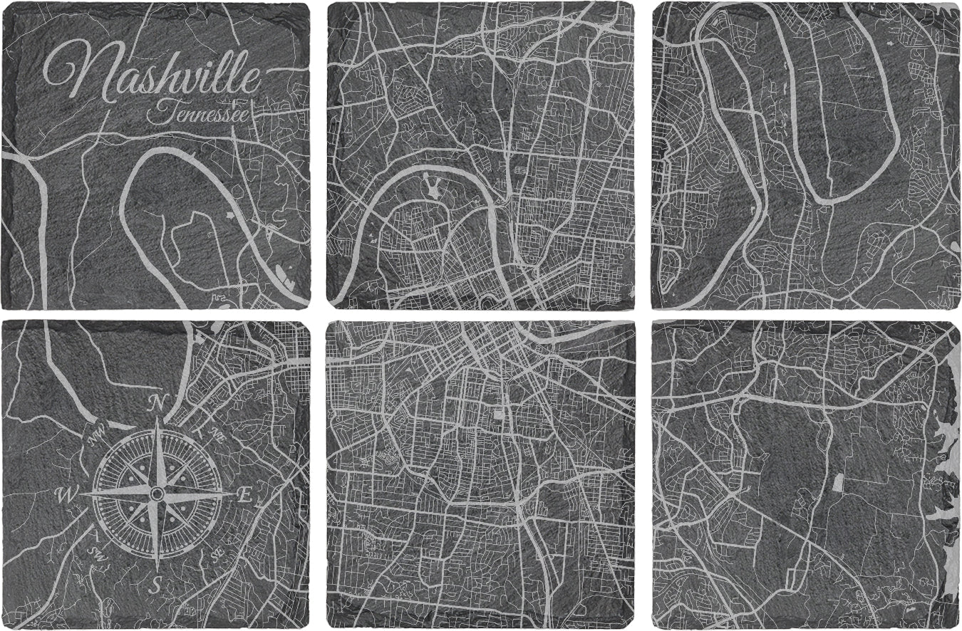 Nashville, Tennessee Square Slate Coaster