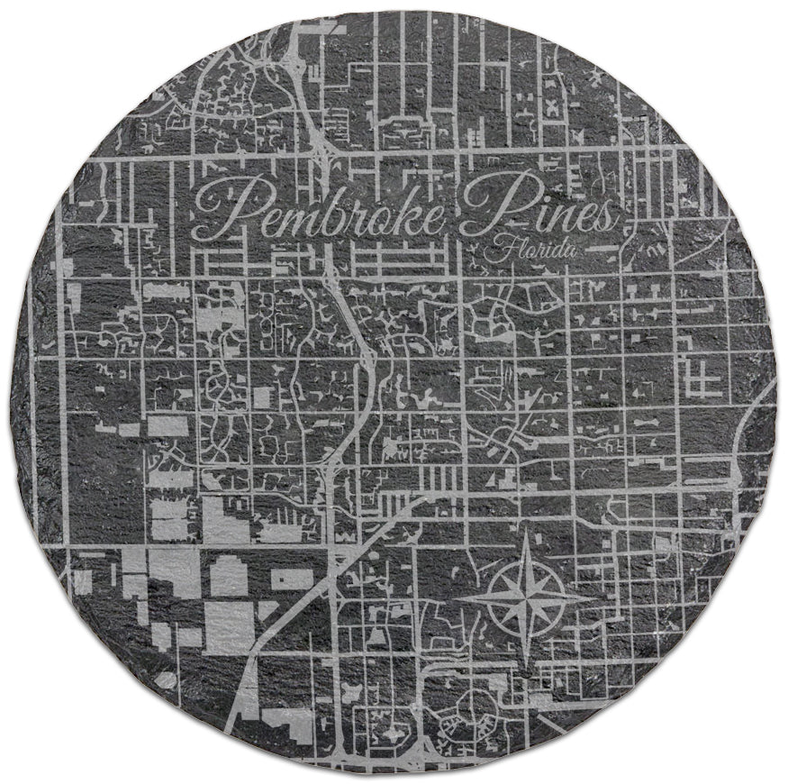 Pembroke Pines, Florida Round Slate Coaster