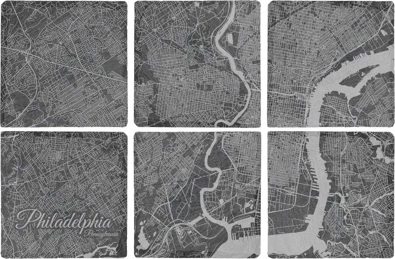 Philadelphia, Pennsylvania Square Slate Coaster