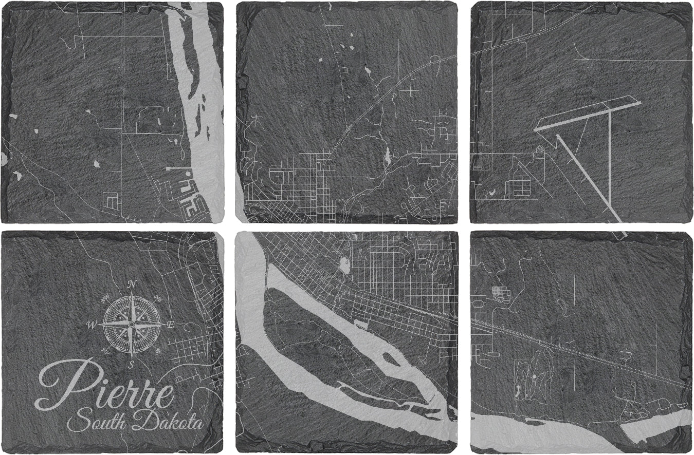 Pierre, South Dakota Square Slate Coaster