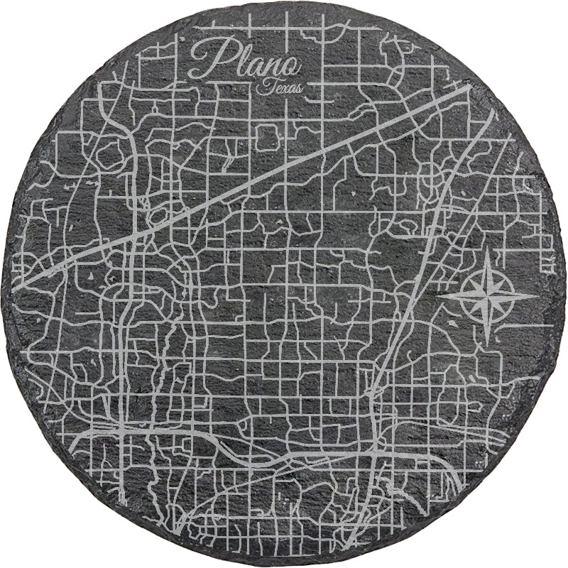 Plano, Texas Round Slate Coaster