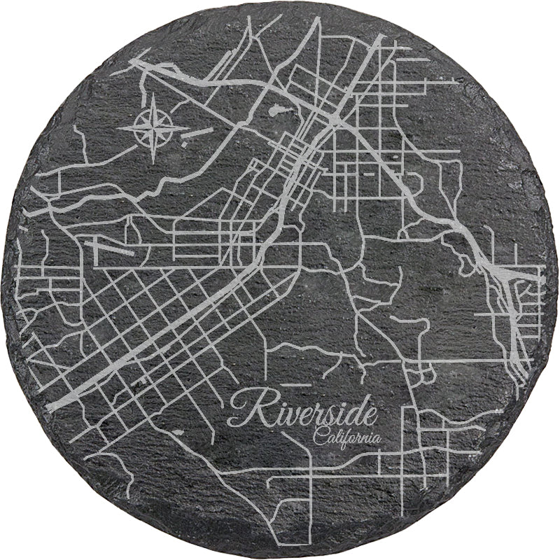 Riverside, California Round Slate Coaster
