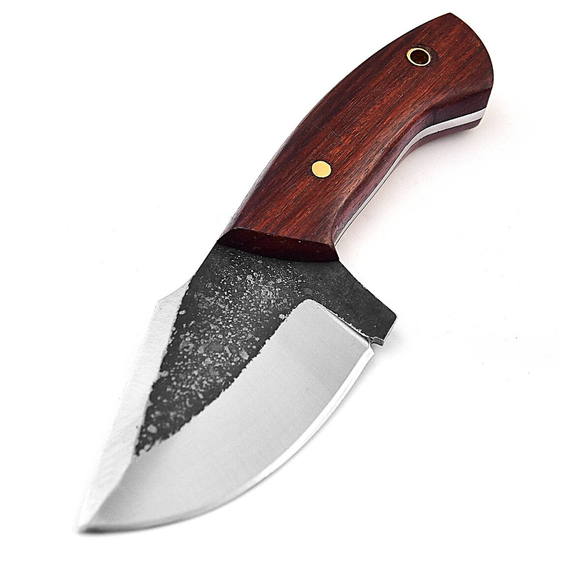 Custom Handmade EDC Skinning Knife with Full Tang Forged 1095 High Carbon Steel Blade and Rosewood Handle - 7 Inches