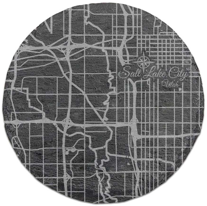 Salt Lake City, Utah Round Slate Coaster