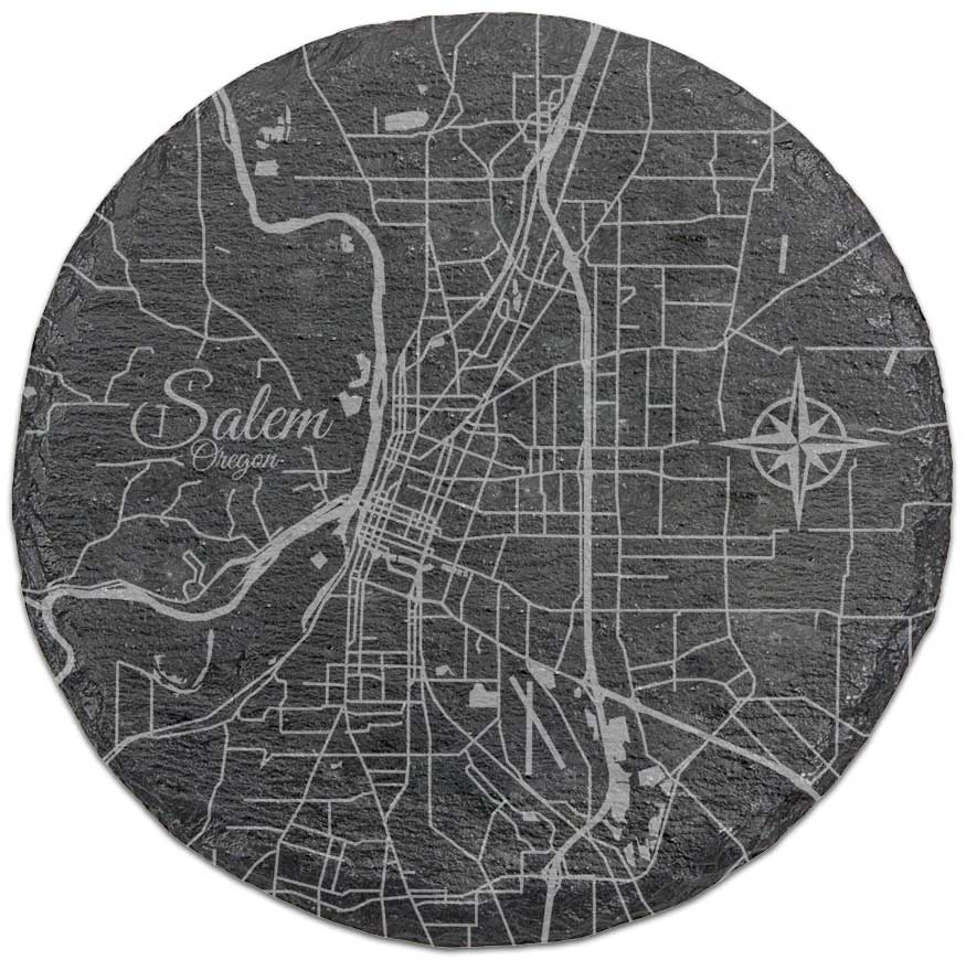 Salem, Oregon Round Slate Coaster