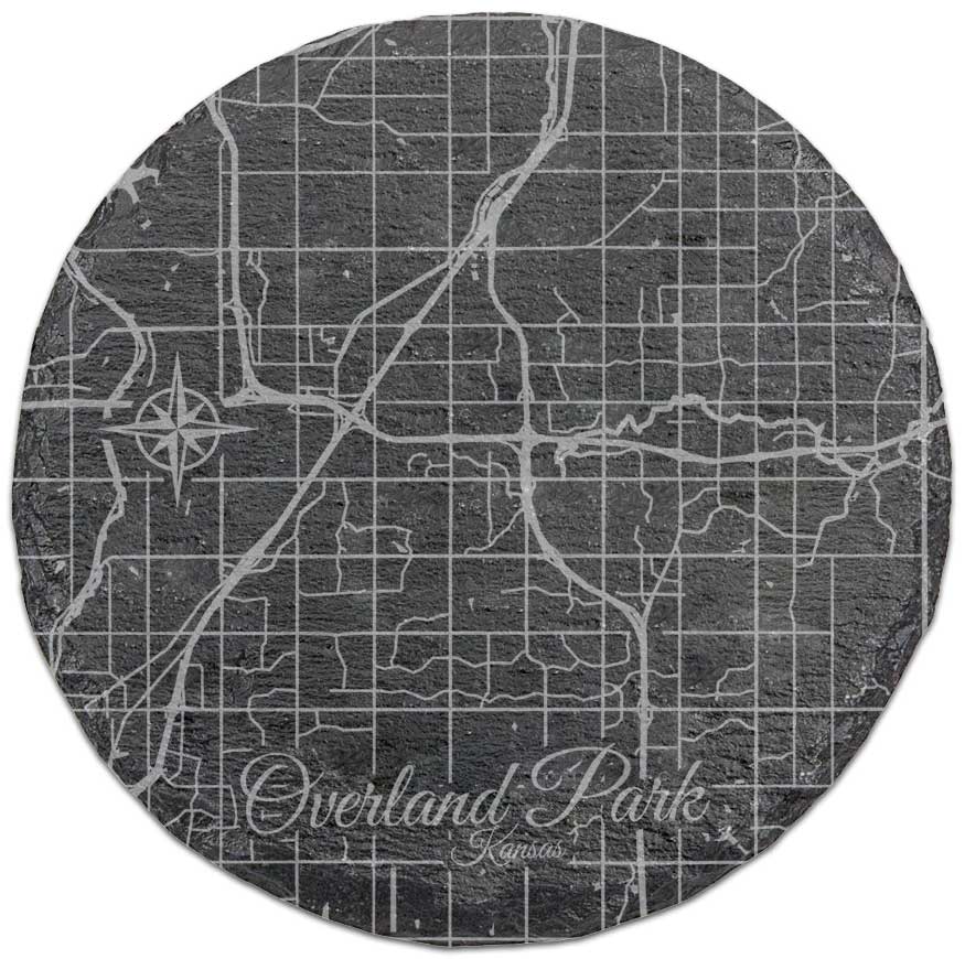 Overland Park, Kansas Round Slate Coaster