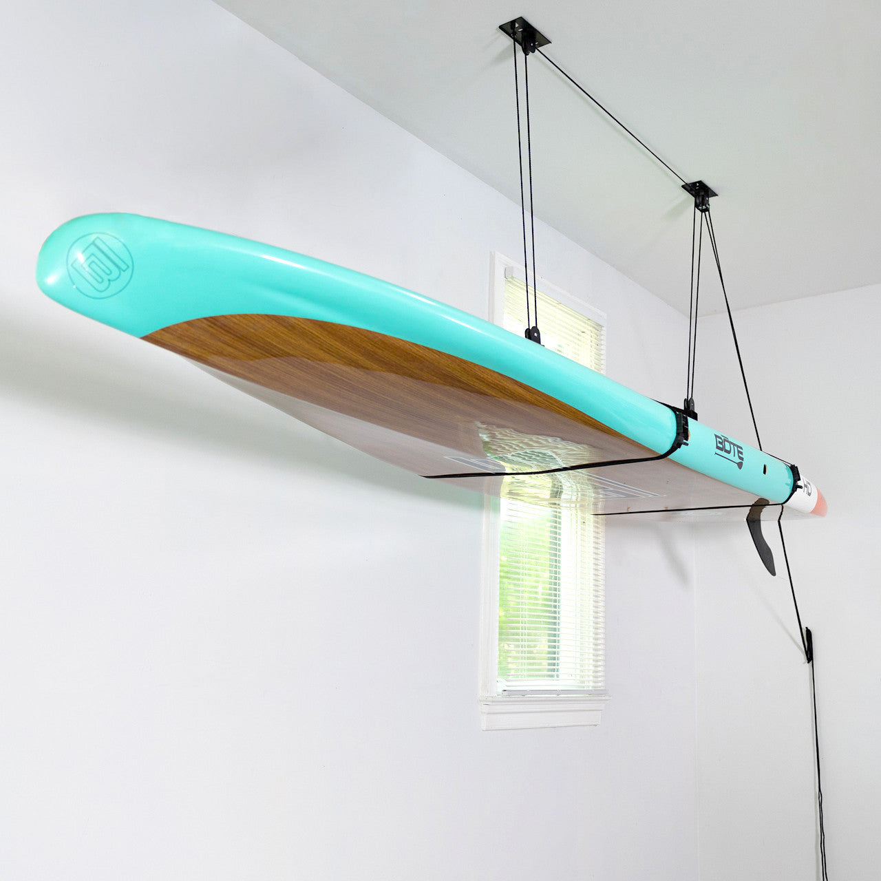 Essential SUP & Surfboard Garage Ceiling Storage Hoist | Holds up to 150 lbs | 14' Lift